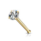 Pozlátený piercing do nosa - číry zirkón