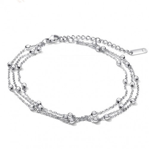 Trojitý oceľový náramok na nohu s guličkami