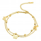 Dvojitý oceľový náramok na nohu s motýlikmi