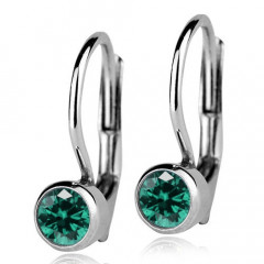 Strieborné náušnice so zelenomodrými kamienkami 4 mm
