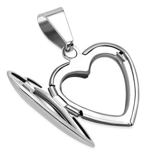 Oceľový prívesok - medailón otváracie srdce