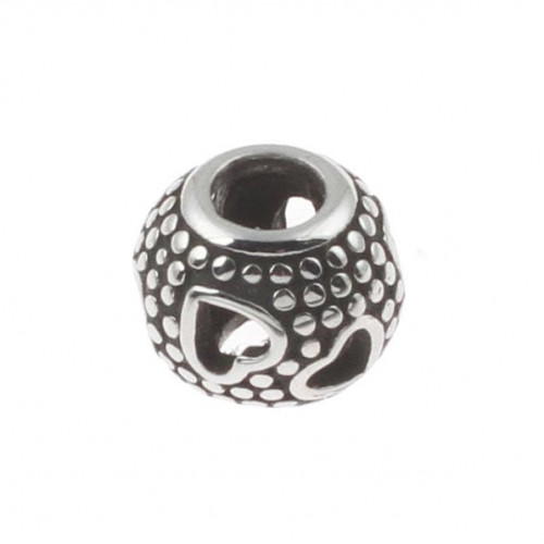 Navliekací oceľový prívesok korálik so srdiečkami