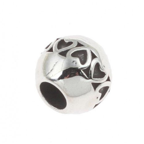 Navliekací oceľový prívesok korálik so srdiečkami