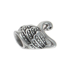 Navliekací oceľový prívesok korálik - labuť