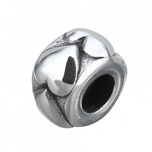 Navliekací oceľový prívesok korálik so srdiečkami