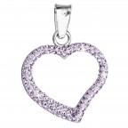 Strieborný prívesok srdiečko s kryštálmi Crystals from Swarovski®, Violet