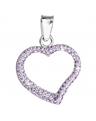 Strieborný prívesok srdiečko s kryštálmi Crystals from Swarovski®, Violet