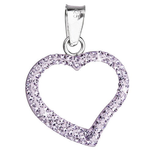 Strieborný prívesok srdiečko s kryštálmi Crystals from Swarovski®, Violet