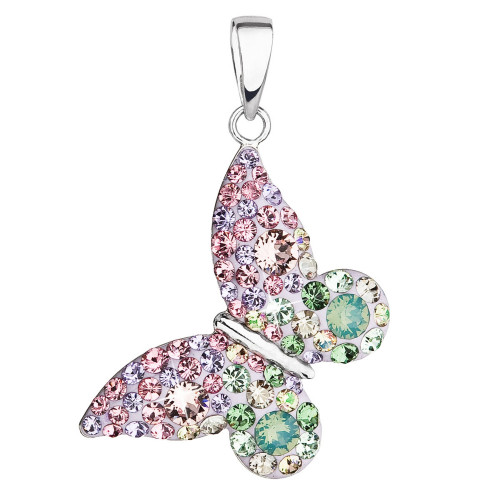 Strieborný prívesok motýlik s kryštálmi Crystals from Swarovski® Sakura