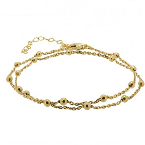 Dvojitý pozlátený náramok s guličkami