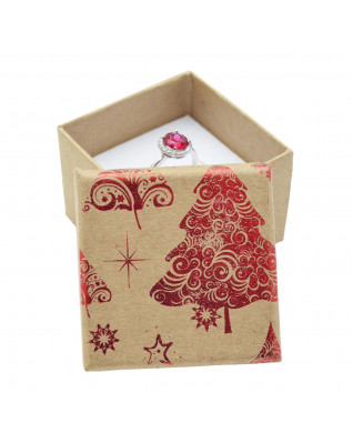 Vianočná darčeková krabička na prsteň/náušnice - červený motiv