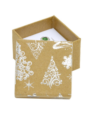 Vianočná darčeková krabička na prsteň/náušnice - strieborný motiv