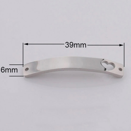 oceľová doštička na náramok so srdiečkom