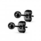 Oceľové náušnice - guličky čierne