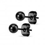 Oceľové náušnice - guličky čierne