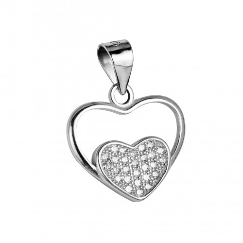 Strieborný prívesok srdiečko so zirkónmi