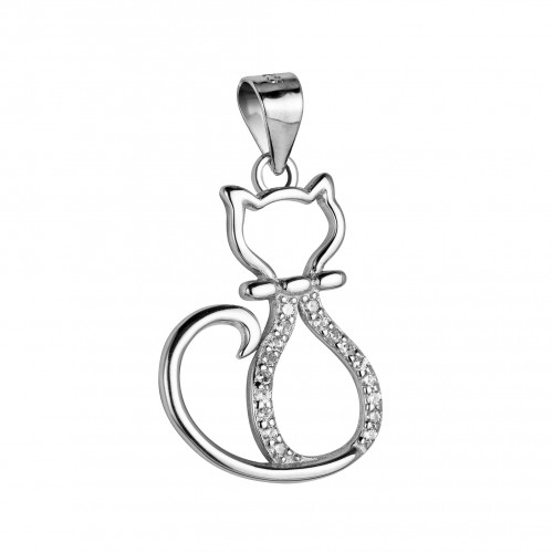 Strieborný prívesok mačička