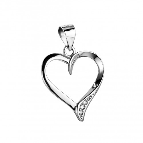 Strieborný prívesok - srdiečko so zirkónmi