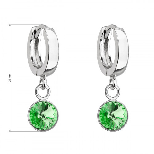 Strieborné visiace náušnice s kryštálom Crystals from Swarovski® Peridot