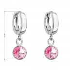 Strieborné visiace náušnice s kryštálom Crystals from Swarovski® Rose