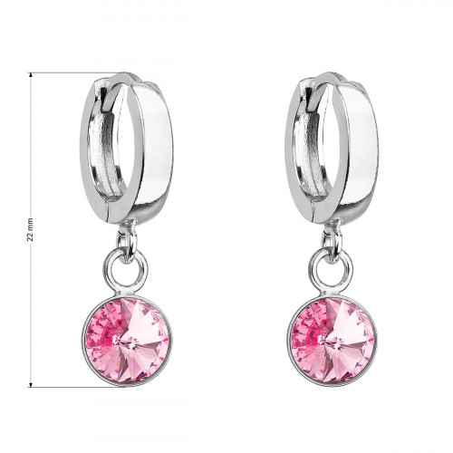 Strieborné visiace náušnice s kryštálom Crystals from Swarovski® Rose