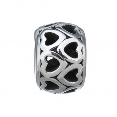 Navliekací oceľový prívesok korálik so srdiečkami