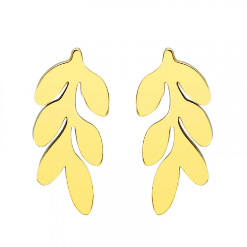 Pozlátené oceľové náušnice lístočky