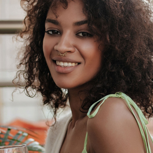 Pozlátený oceľový piercing do nosa - septum