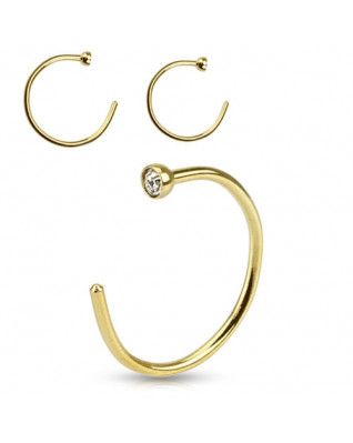 Pozlátený piercing do ucha/nosu so zirkónom