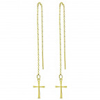 Prevliekacie pozlátené oceľové náušnice s krížikmi
