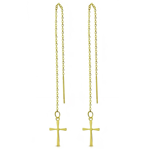 Prevliekacie pozlátené oceľové náušnice s krížikmi