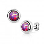 Oceľové náušnice s opálmi 6 mm