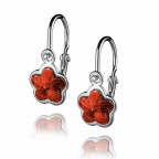Detské strieborné náušnice - kvietka, Crystals from SWAROVSKI®, farba: Siam