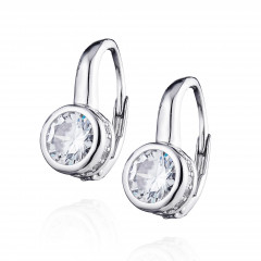Strieborné dámske náušnice s okrúhlymi zirkónmi