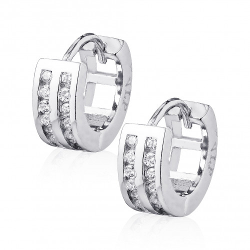 Strieborné náušnice krúžky so zirkónmi