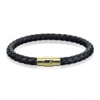 Kožený náramok splietaný čierny