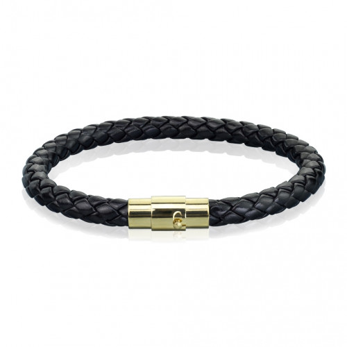 Kožený náramok splietaný čierny