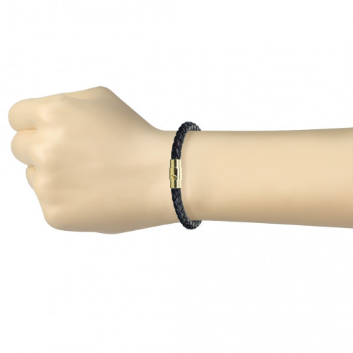 Kožený náramok splietaný čierny