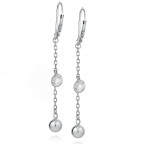 Strieborné visácie náušnice so zirkónom a guličkou