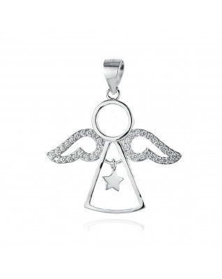 Strieborný prívesok anjelik so zirkónmi
