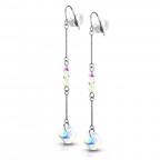 Visiace oceľové náušnice s dúhovými kameňmi