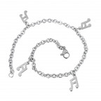 Oceľový náramok s príveskami - noty