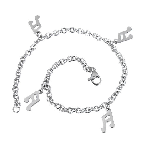 Oceľový náramok s príveskami - noty