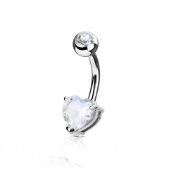 Piercing do pupku srdca, farba: číra