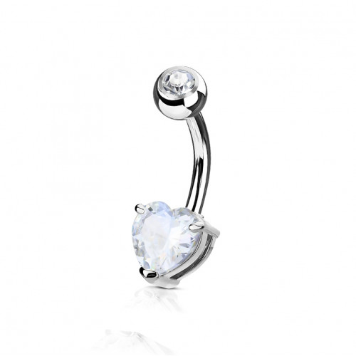 Piercing do pupku srdca, farba: číra