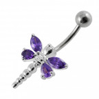 Strieborný piercing do pupku - vážka