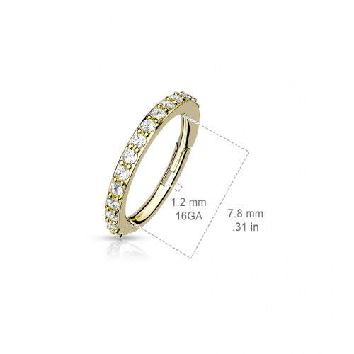 Piercing segment kruh s kamienkami, pozlátený