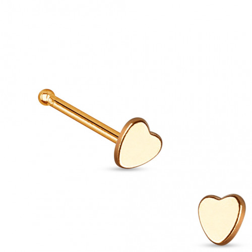 Pozlátený piercing do nosa - srdiečko