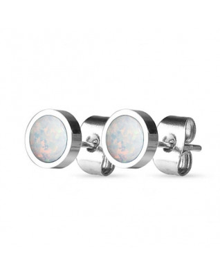 Oceľové náušnice s opálmi 8 mm