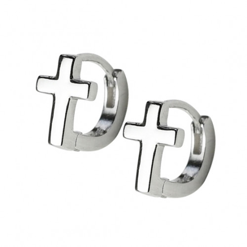 Maličké strieborné náušnice krúžky s krížikmi
